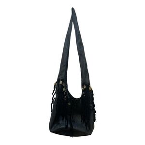 Unbranded Gyspy Boho Black Vegan Leather Crossbody Bag Purse
